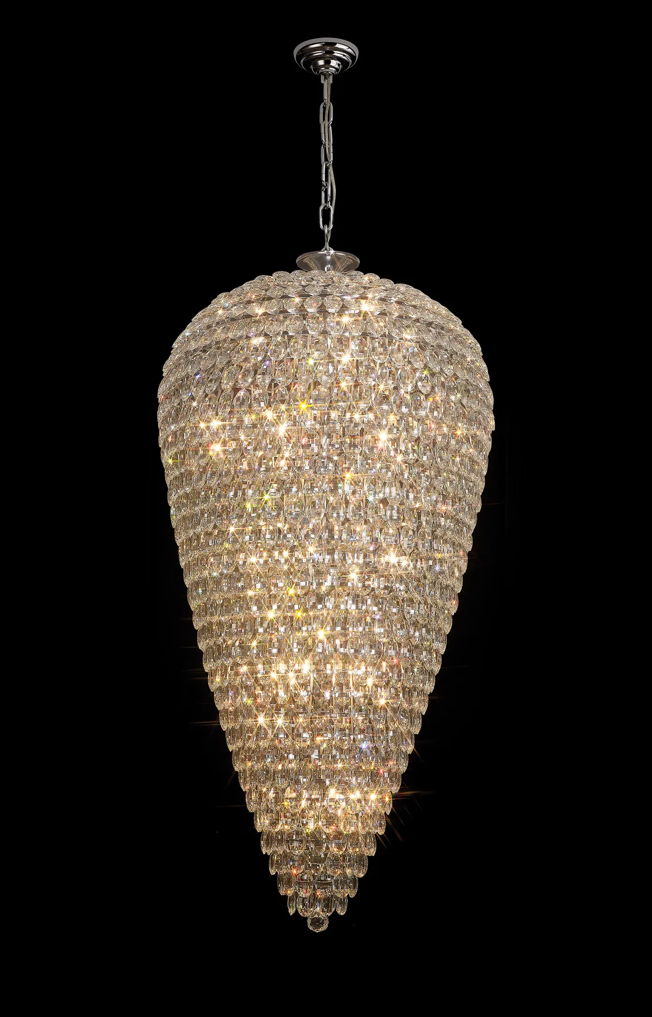 Coniston Polished Chrome Crystal Ceiling Lights Diyas Statement Crystal Fittings